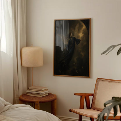 Dark Angel Wall Art, Gothic Fantasy Canvas, Fallen Angel Floating Frame Print