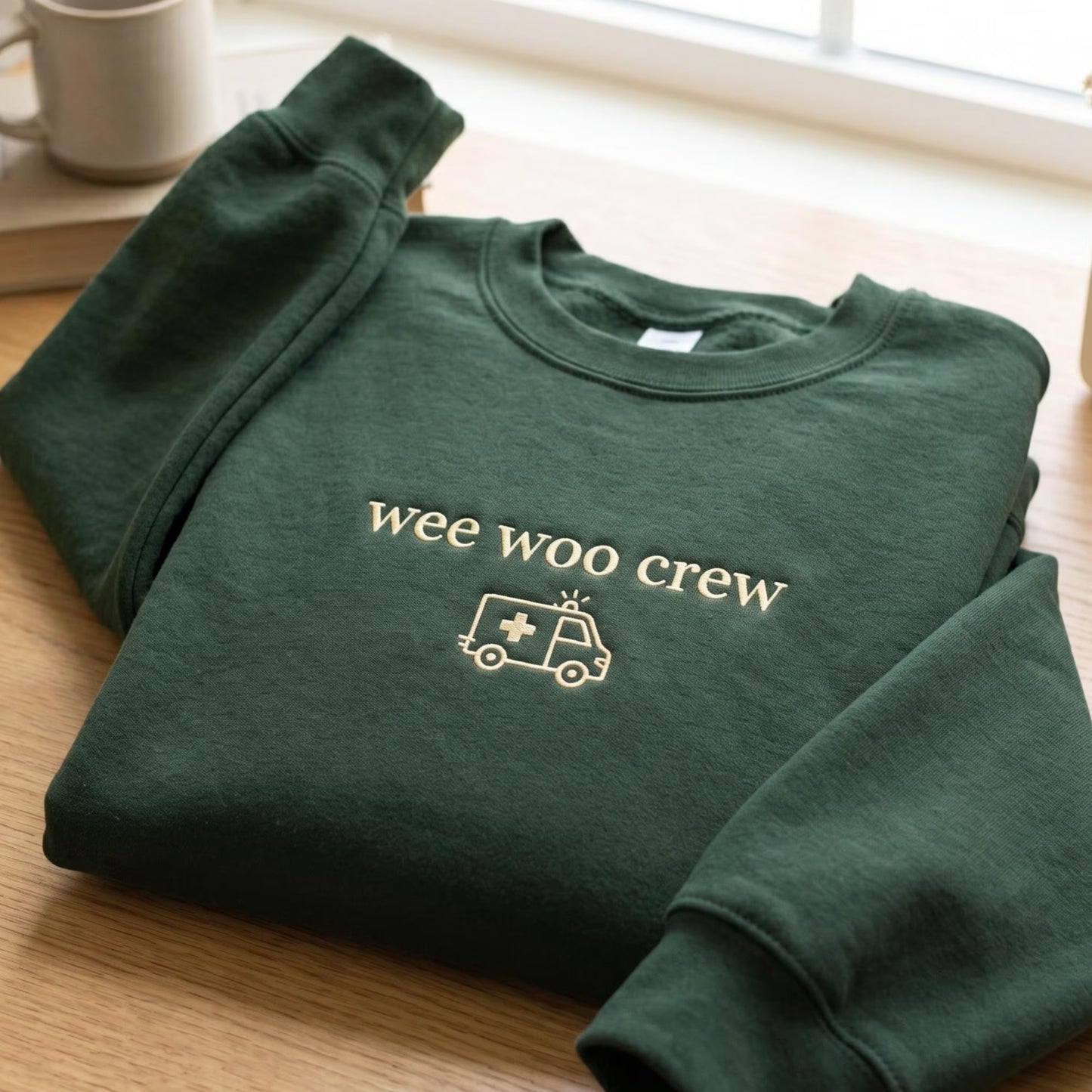 Embroidered Ambulance Sweatshirt, Wee Woo Crew Paramedic Shirt