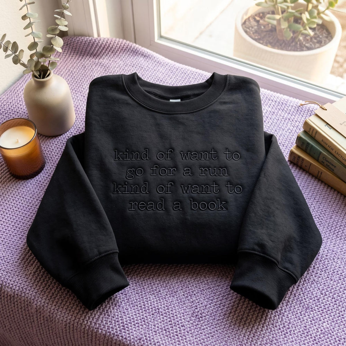 Funny Running Embroidered Sweatshirt, Runner Crewneck