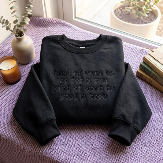 Funny Running Embroidered Sweatshirt, Runner Crewneck