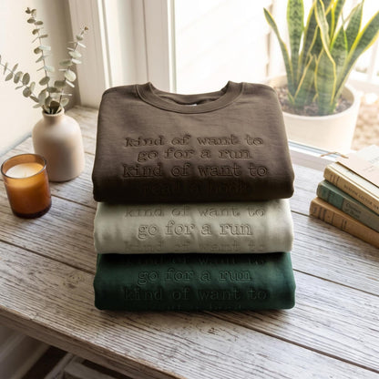 Funny Running Embroidered Sweatshirt, Runner Crewneck