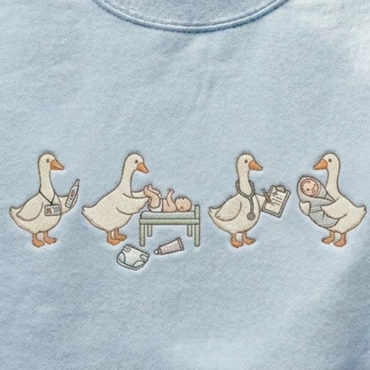 Embroidered Nurse Goose Sweatshirt, Funny RN Crewneck, Nursing Student Gift