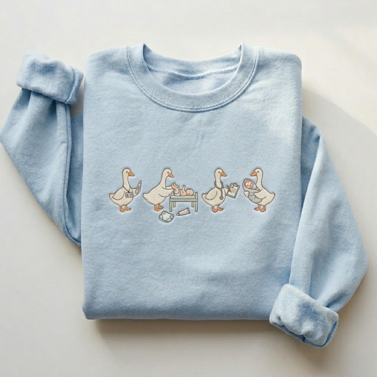 Embroidered Nurse Goose Sweatshirt, Funny RN Crewneck, Nursing Student Gift