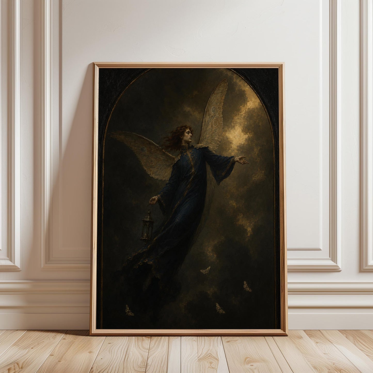 Dark Angel Wall Art, Gothic Fantasy Canvas, Fallen Angel Floating Frame Print